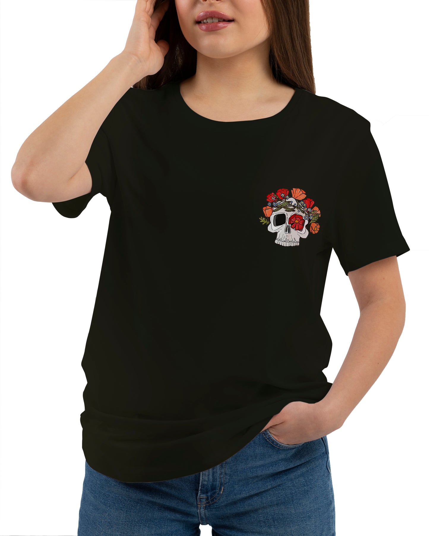 Skull and Flower Unisex Printed t shirt