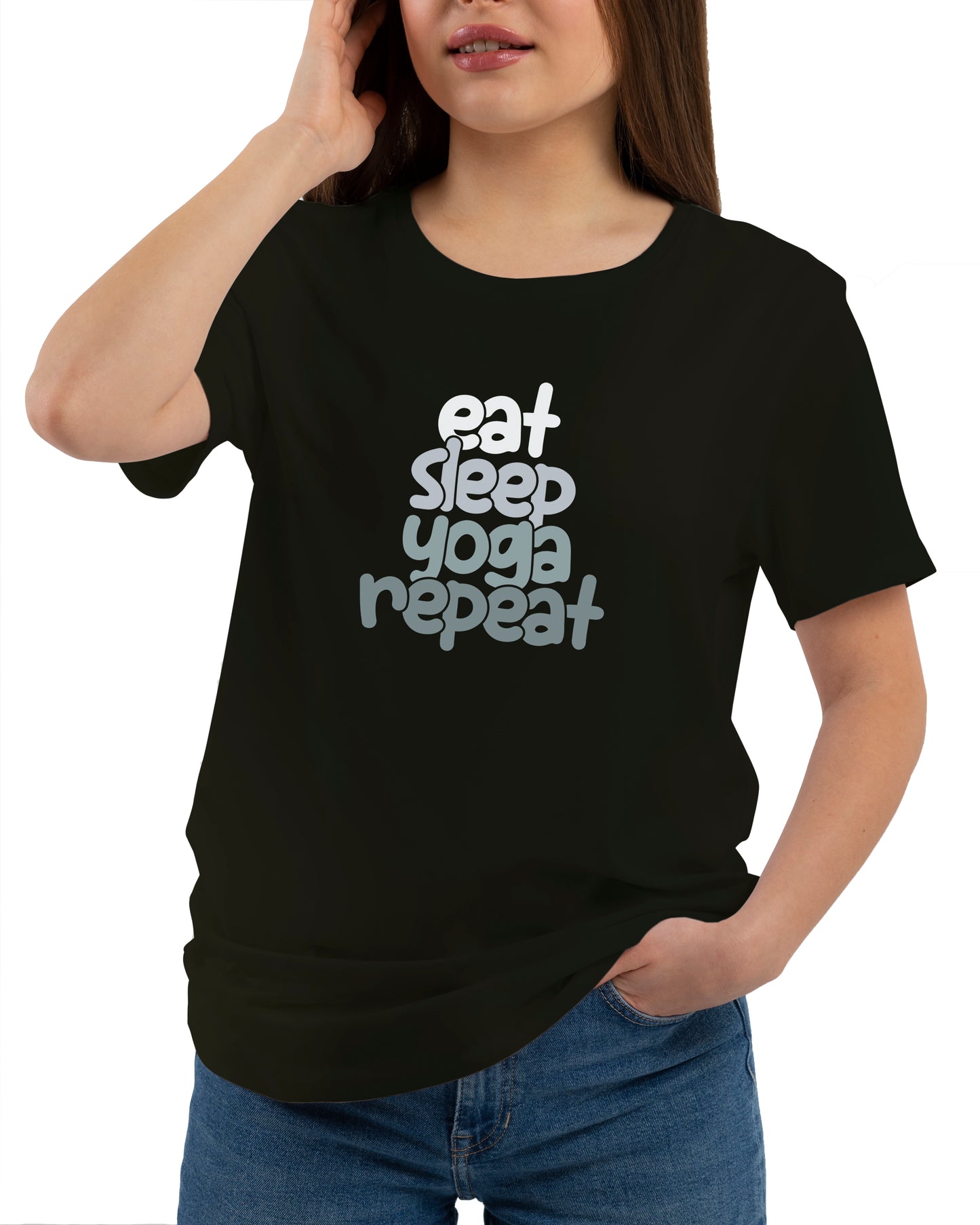 Eat Sleep Yoga Repeat Unisex Printed Tshirt