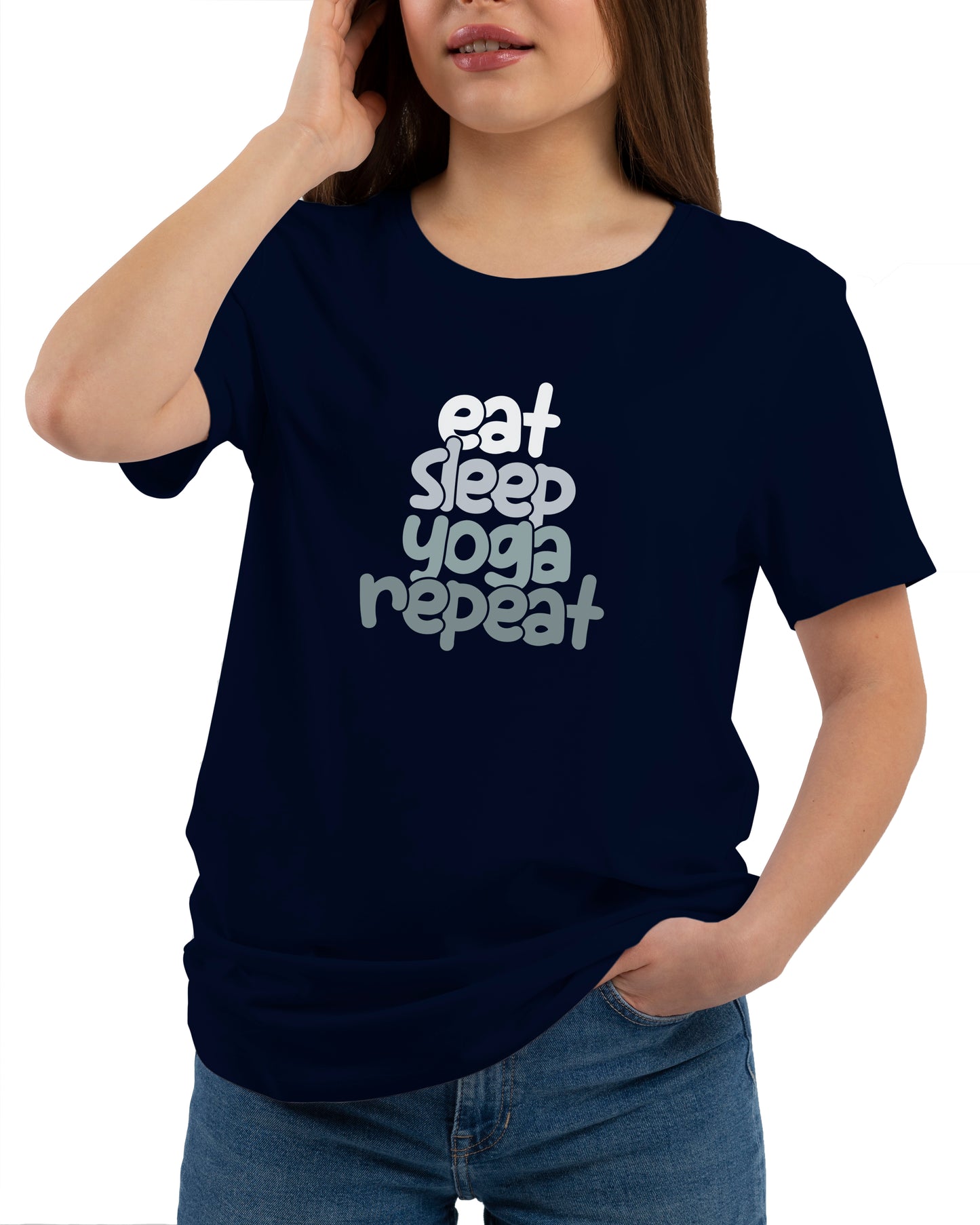 Eat Sleep Yoga Repeat Unisex Printed Tshirt