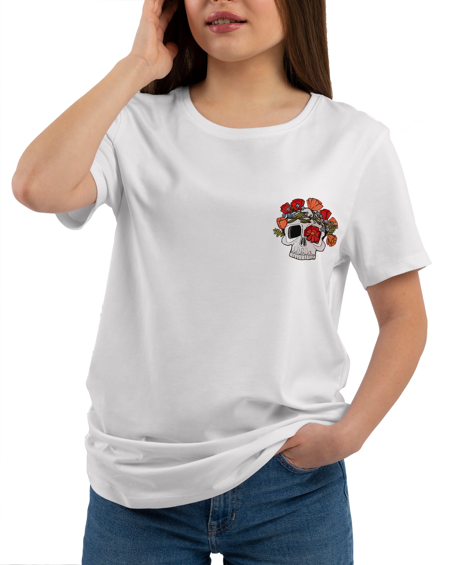 Skull and Flower Unisex Printed t shirt